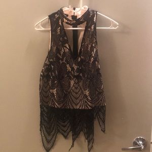 Cute Going out Collar V-neck Lace Top